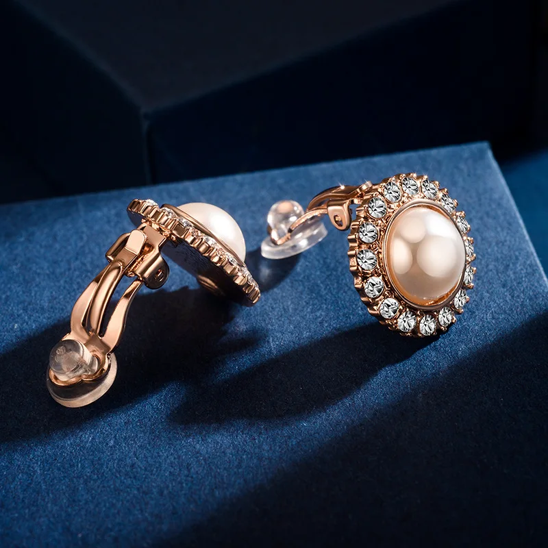 Модные Розовые золотые цветные серьги-клипсы с искусственным жемчугом и ...