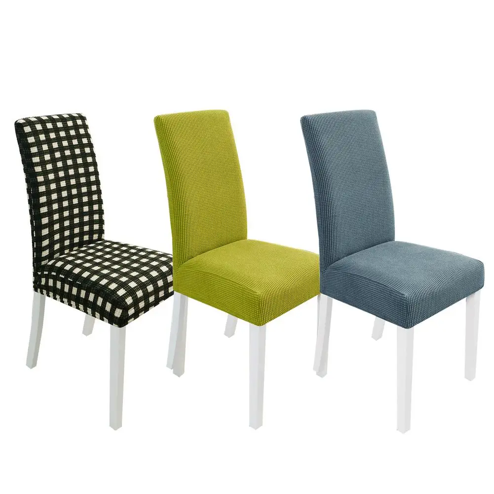 New plaid wool padded chair cover Siamese stretch hotel restaurant