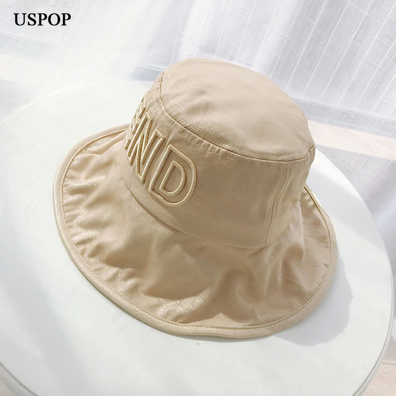 

USPOP 2019 New summer hats for women 3d letter embroidery bucket hats casual anti-uv hats shaping wire brim sun hats