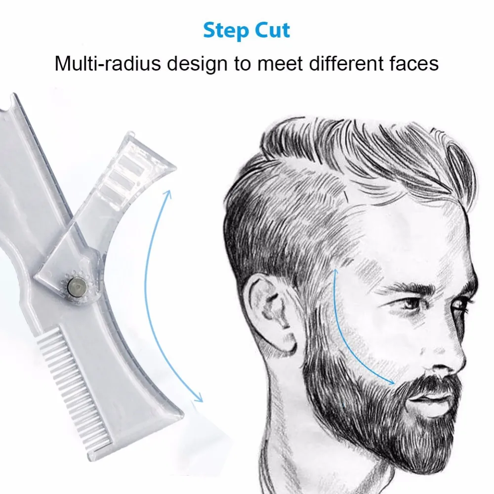 Новинка 2019 года Multi-radius вращающийся для мужчин борода формирование укладки трафареты для волос борода отделкой Шаблон Уход за кожей