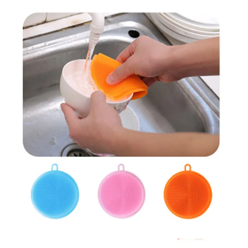 Silicone Dish Washing Sponge Scrubber Kitchen Cleaning antibacterial