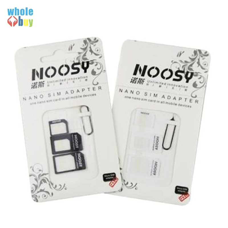 1000 компл./лот 4 в 1 Noosy Nano адаптер для Sim-карты + Micro Sim-карт стандартный SIM-карты IPhone 7