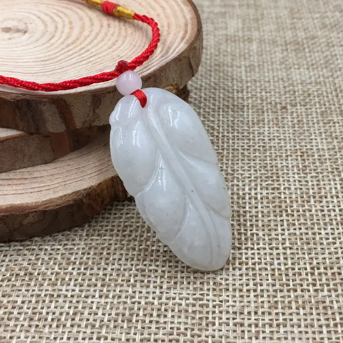 

Hand-carved Leaf Certified Grade A Genuine Natural Green Jadeite Jade Pendant 24