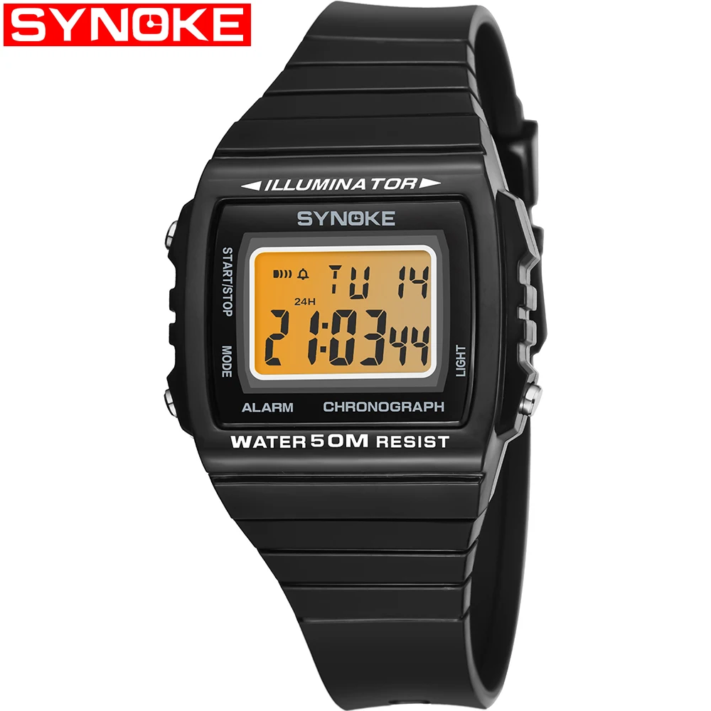 SYNOKE Men Sports Watches Waterproof Digital Watch Chronograph Shock Double Time Wristwatches For Gift Mens 9708