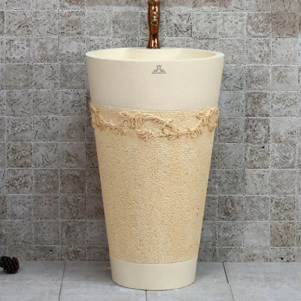 

European archaize luxury decals conical lavabo. Toilet environmental basin