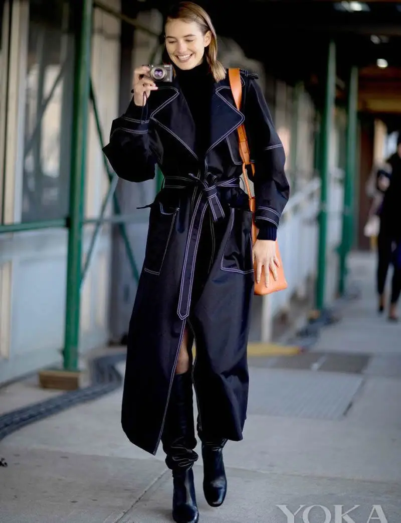 Manteau Turn Mode Denim Ceinture Chaud H8740 Nouveau Trench down Collar Femmes Designer Avec xURwWXt