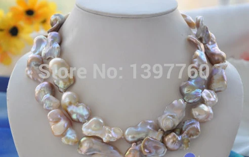 

Miss charm Jew.69 NAUTRAL 2Strands LAVENDER BAROQUE KESHI REBORN PEARL NECKLACE