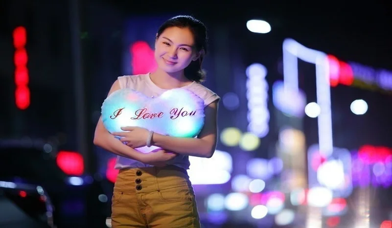 Милый светильник Love Heart подушка удобная для сна задний светодиодный игрушки