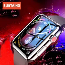 Suntaiho for Apple watch 4 Screen Protector 44/40 mm 3D PET Soft Full Protective Film for Apple watch 44mm Not tempered glass