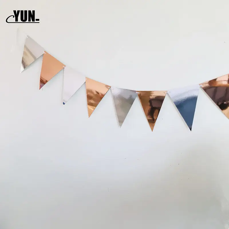 12pcsset white gold golden triangle flag Lahua party wedding room decoration banner beautiful and convenient 8Q (9)