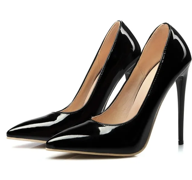 BLXQPYT/ новые модные пикантные женские туфли-лодочки абрикосового цвета с острым носком; женские свадебные туфли на очень высоком каблуке; большие размеры 34-47; 8-10 - Цвет: black pu