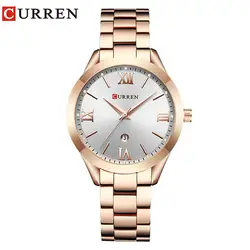 CURREN 9007 Новый Для женщин Watch Top Элитный бренд женские кварцевые часы Дамская мода платье Наручные часы Relogio Geminino розовое золото