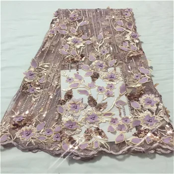 

African Lace Fabric High Quality 3D Lace Embroidery French Tulle Lace Fabric Wedding For Nigerican Lace Fabric 5yards