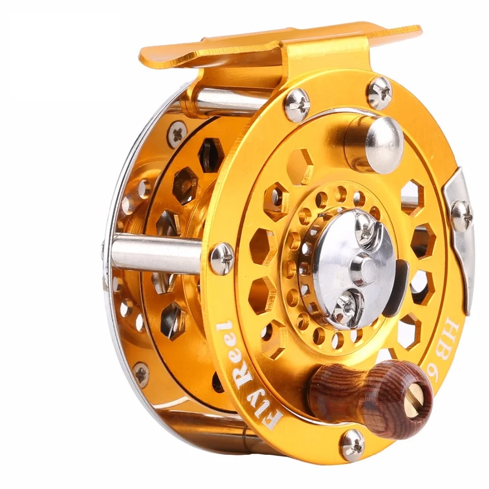 

Quality HB600 Free Shipping 1PCS Fly Fishing Reel High Strength Metal Body Fly Reel Wooden Hnadle Fishing Reel Wheel