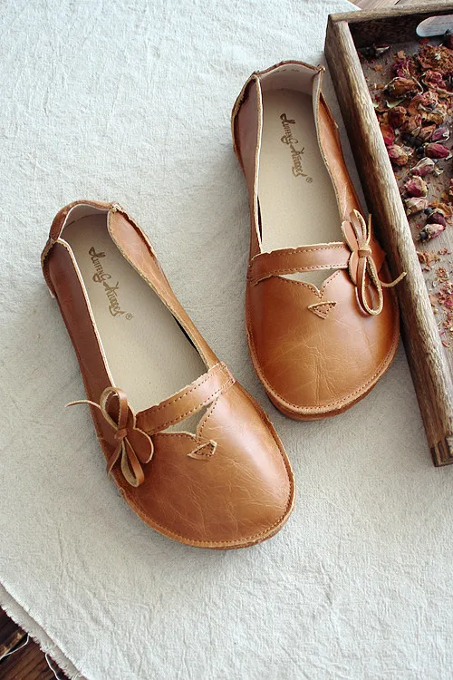 HUIFENGAZURRCS/обувь ручной работы в Корейском стиле; удобная мягкая подошва; кожаные и дышащие туфли на плоской подошве из натуральной кожи