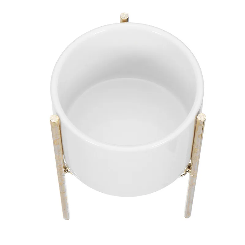 

Ceramic Flower Pot Nordic Style Ceramics Plant Succulent Planters Garden Flowerpot Home Decoration+Iron frame Metal Rack Stand