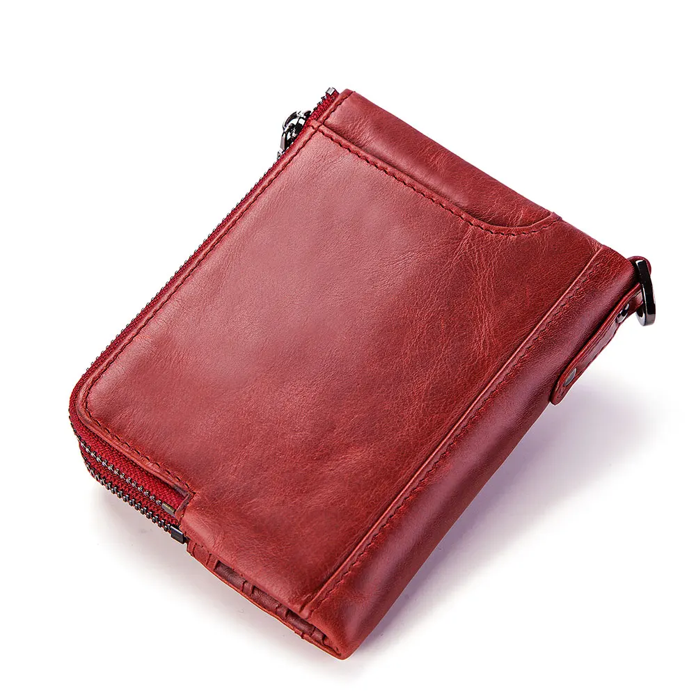 Goedkoop KAVIS Rfid Echt Leer Vrouwen Portemonnee Vrouwelijke Rode Portemonnee Kleine Walet Portomonee Vallet en Geld Bag Lady Mini Card houder