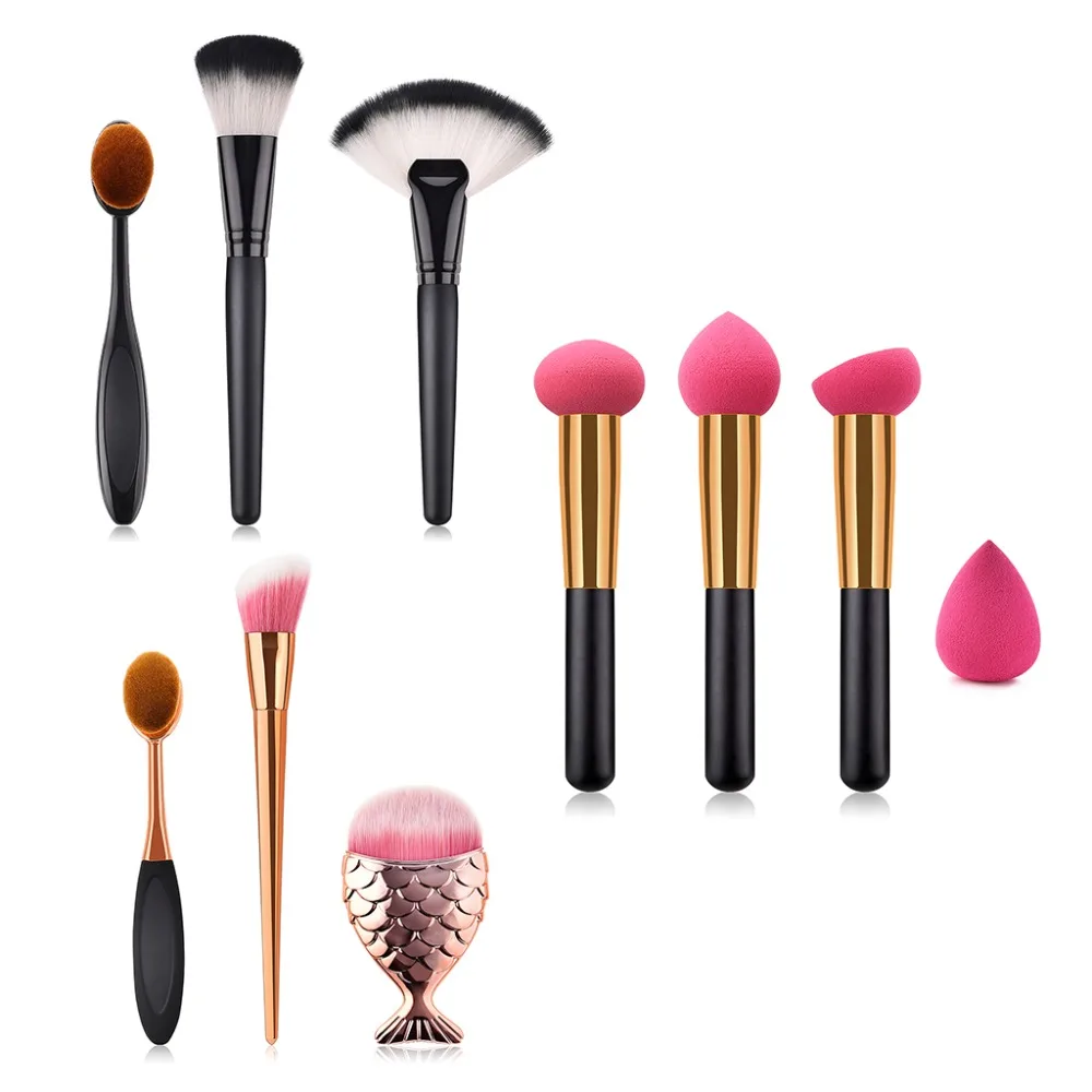 3PCS/Set Makeup Powder Blush Foundation Brush Sponge Puff Large Fan
