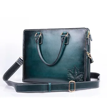 

Handmade Bussiness Men Handbags Genuine Leather Casual Totes Handbag Messenger Bags Computer Bag Reddish Brown Blackish green