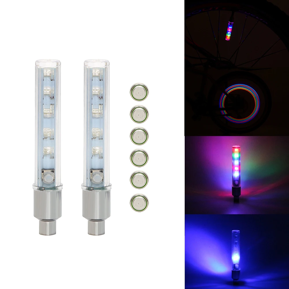 

1 Pair Motorcycle Tire Tyre Valve Cap Light Waterproof Moto Wheel Spoke Decorative Lamp Colorful Flash Light 5 LED Moto Refit