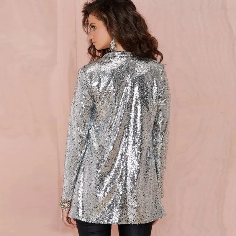 Elegant Glitter Sequin Shinny Blazer