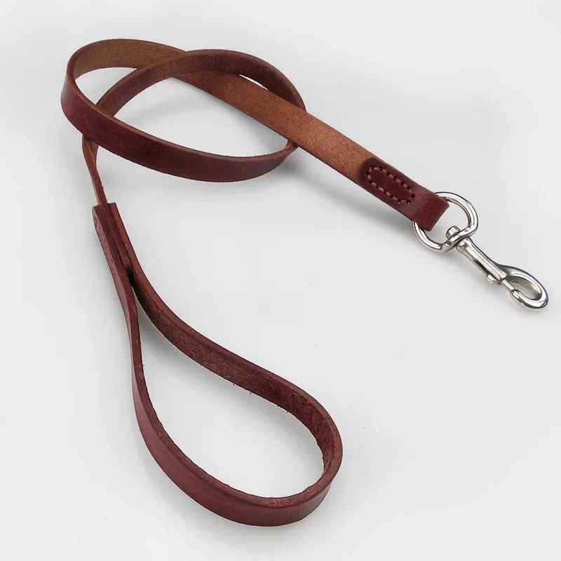 Genuine Leather Dog Leash Pitbull German Shepherd Training Chain Heavy