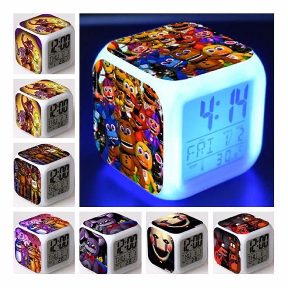 Новый светодиодный Будильник Five Nights At Freddy's 7 цветов FNAF Bonnie Foxy Freddy Fazbear часы с