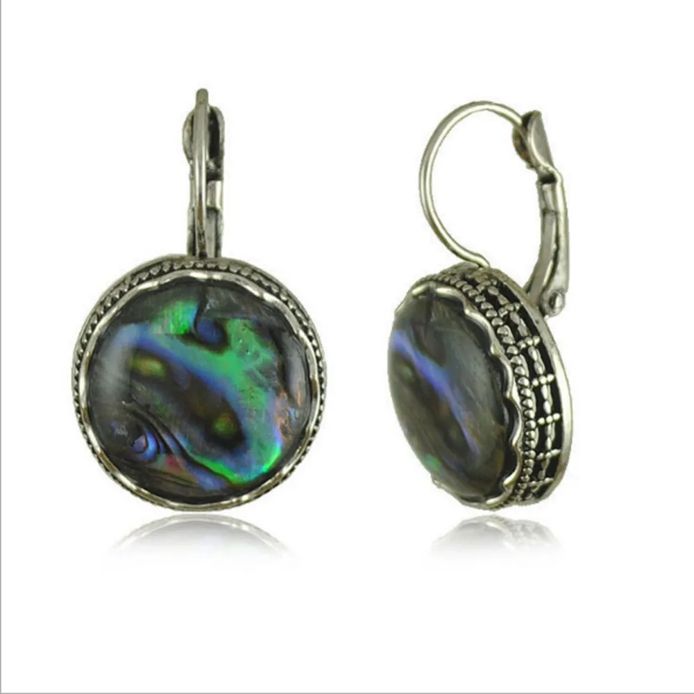 

New Vintage Jewelry 5 Styles Geometry Shape Natural Color Shell Hoop Earrings Ear Buckle Earrings For Women