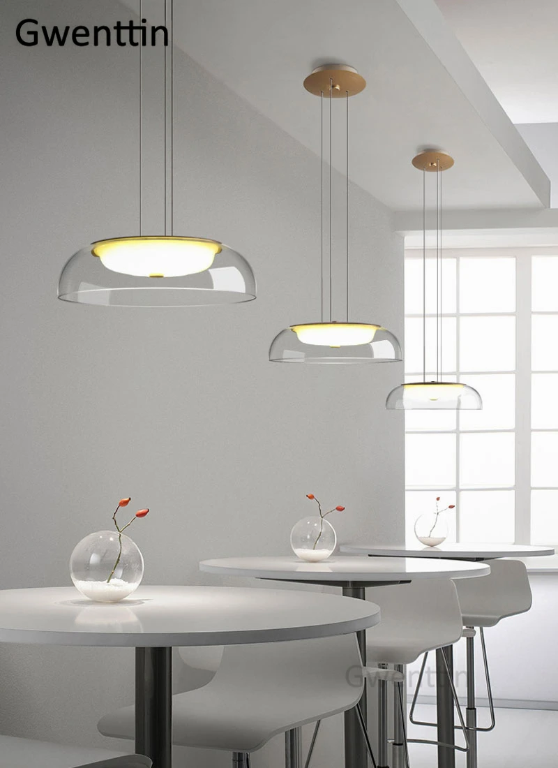 Современный подвесной светильник, стеклянный скандинавский светодиодный ...