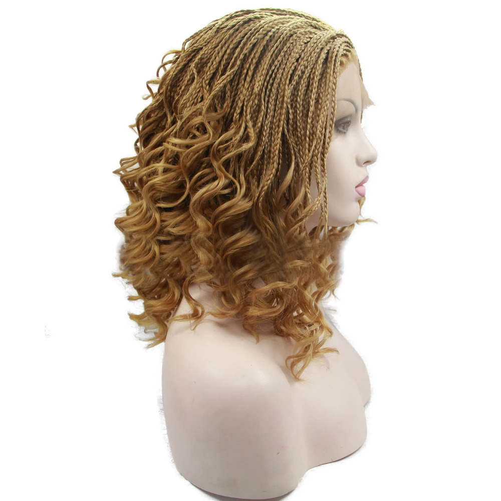 Yiyaobess 16 дюймов микро кружева спереди коса парик короткие светлые черные парики для женщин термостойкие синтетические волосы