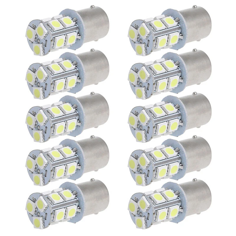 

10x White 1156 BA15S 13 5050 3 chips SMD RV Camper Trailer LED Interior Light Bulbs 1073 1141 Backup Reserve Light