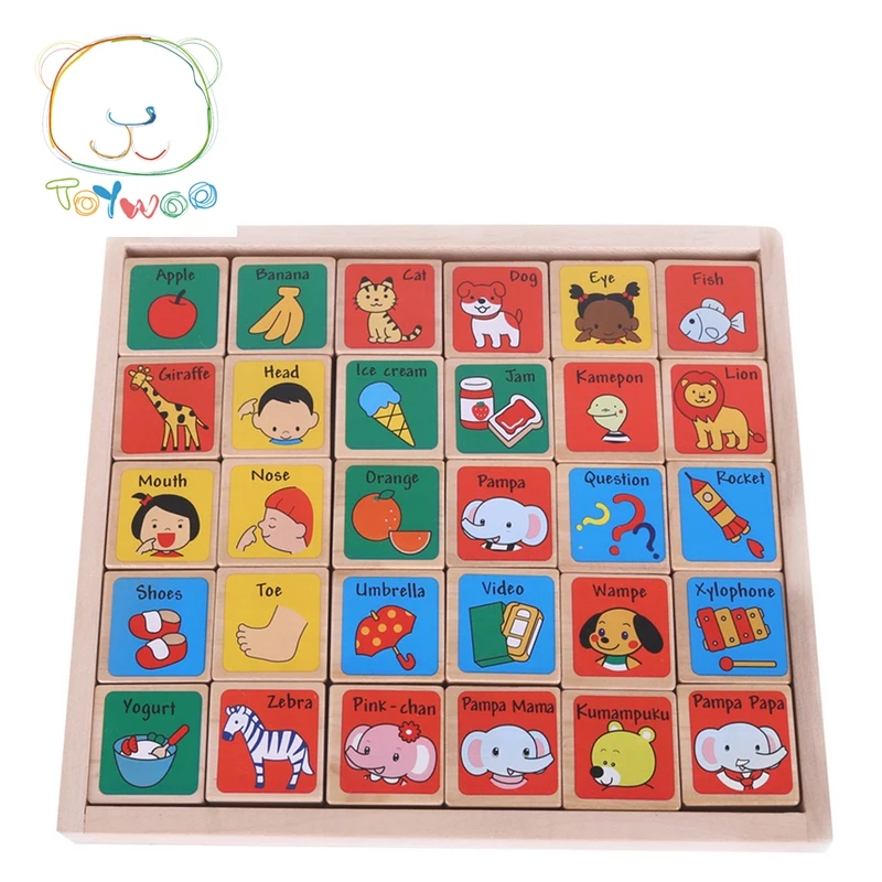 

Children Wooden Toy Alphabet Blocks 30PCS Domino Baby Figure Toy Kids Educational Wooden Toy Montessori Toys