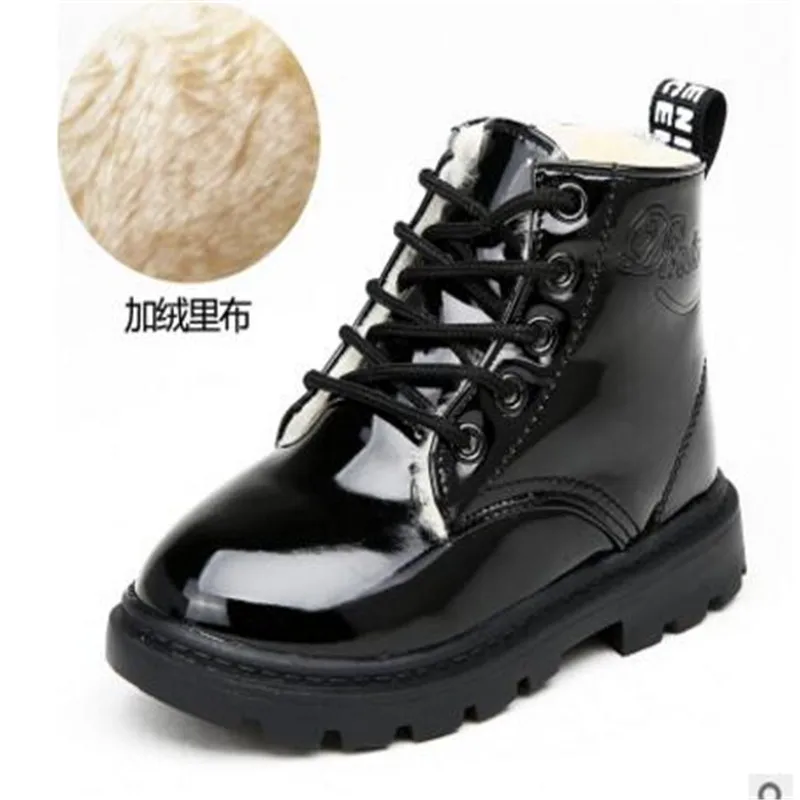 

2018 New Winter Children Shoes PU Leather Waterproof Martin Boots Kids Snow Boots Brand Girls Boys Rubber Boots Fashion Sneaker