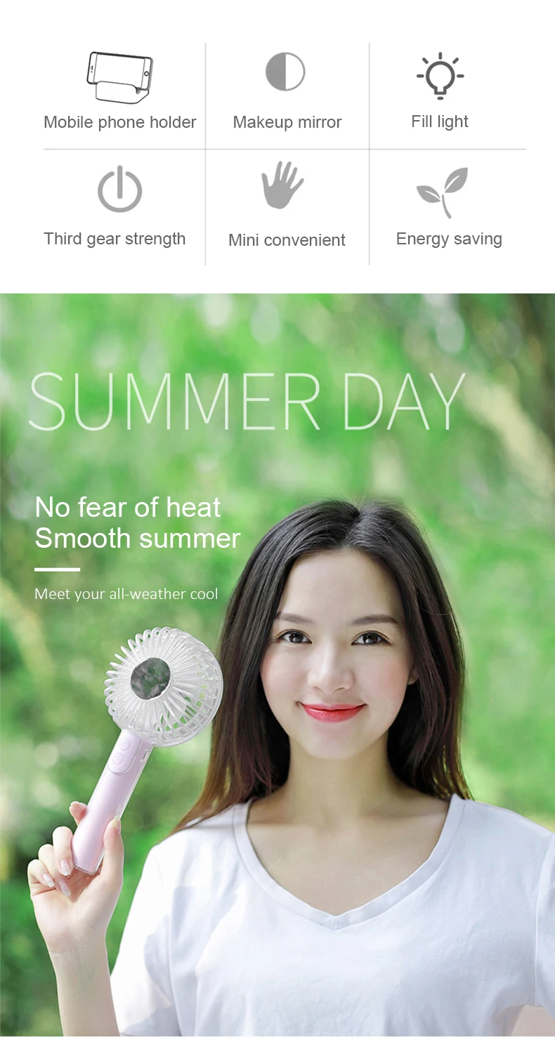 Mini Ventilador USB Fan Rechagable Portable Phone Holder Handheld Makeup Mirror USB Cooling Fan Cooler Gadget Office Gadgets