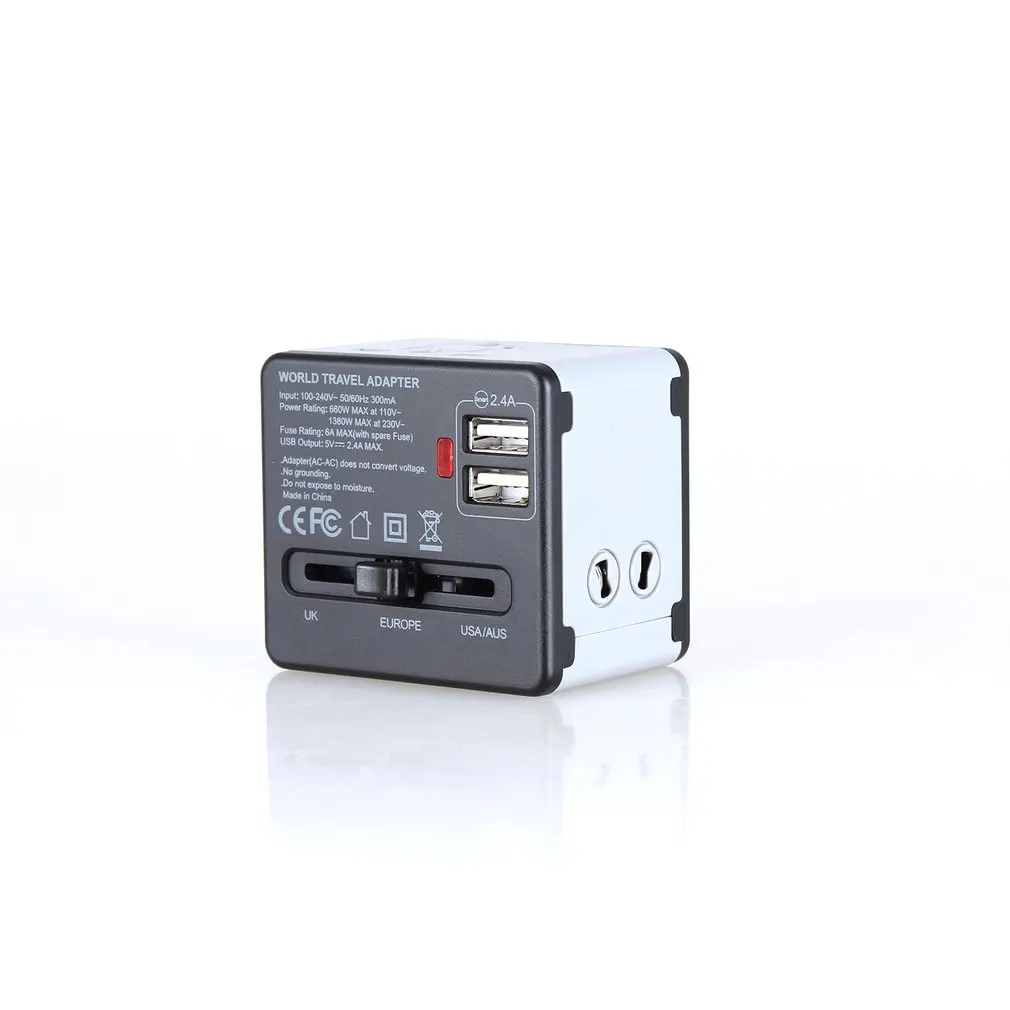 

2.4A Travel Global Switch Fast Charger Adapter with Dual USB Chorger All in one Adapter Universal Power Converter