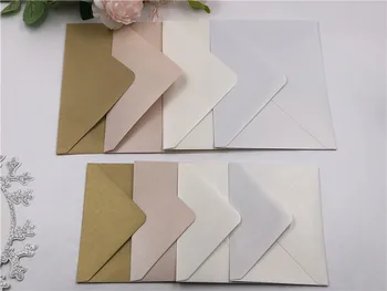 

Free Drop shipping 4PCS Sqaure /Rectangle Pearl envelopes 4 wedding/greeting invitation card RSVP Ivory/White/Light pink/ Gold