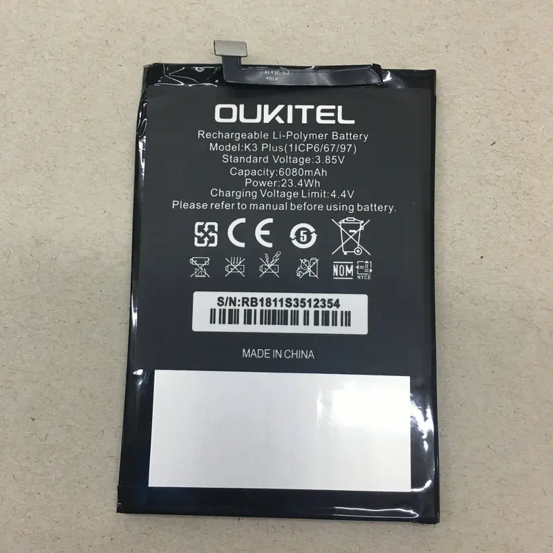 Батарея avy для Oukitel K3 плюс 11CP6/67/97 6080 мА/ч, мобильный телефон Перезаряжаемые литий-ионный аккумулятор в режиме реального батареи