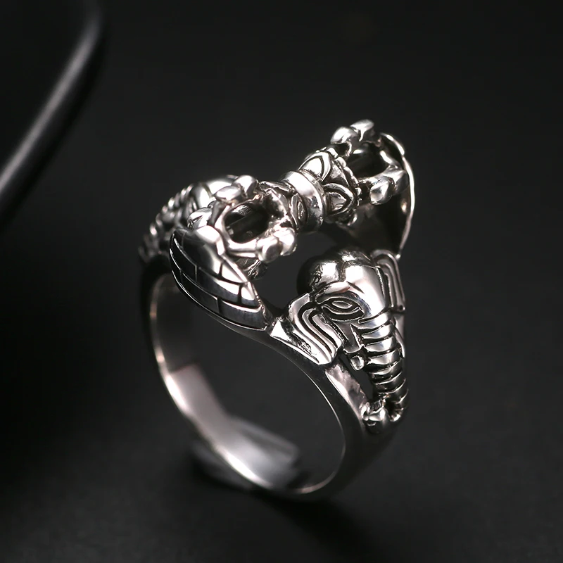 Luo Tai old silversmith 925 Silver Ring retro Thai silver jewelry Vajra