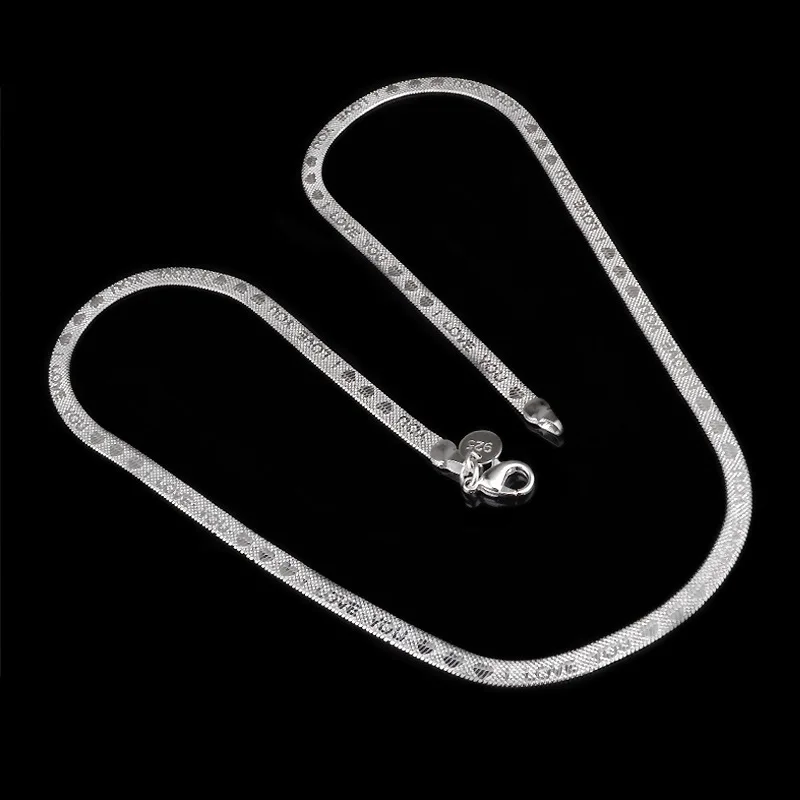 

Classic LOVE Heart Blade Chain Necklace for Women 20 inch Silvery Color Snake Chain Jewelry Dropshipping Wholesale