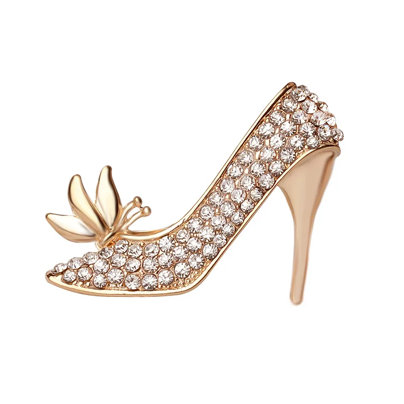 

2017 simple fashion accessories sweater temperament elegant shoe shape crystal brooch to send his girlfriend a birthday gift