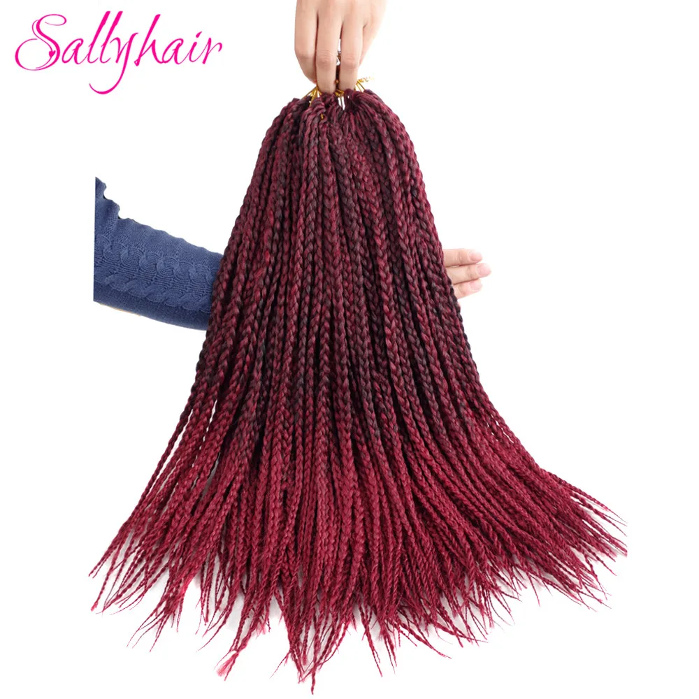 Sallyhair Brands 3X Afro Box Braids 22inch 22 Pcspack Synthetic Crochet Ombre Tow Tone Braiding Hair Extensions Black Brown Bug (12)