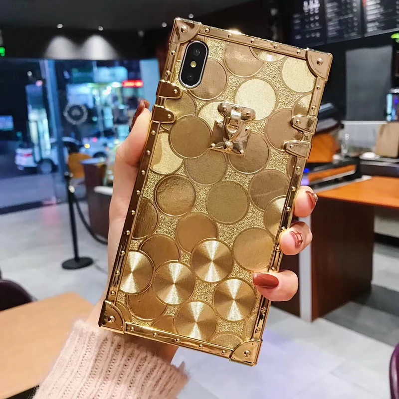 GYPHCA NEW Style High Quality Platinum Gold TPU Silicone Luxury Brand Square Phone Case For iPhone 11 11Pro max 6 7 8 X XS XR XSMAX Back Case