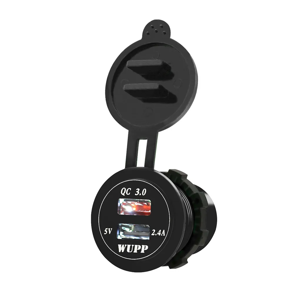 QC 3.0 Dual USB Charger Socket Voltmeter Quick Charge 3.0 Wire Waterproof for Car Motorcycle Mobile Phone Charger Fast QC#Y8