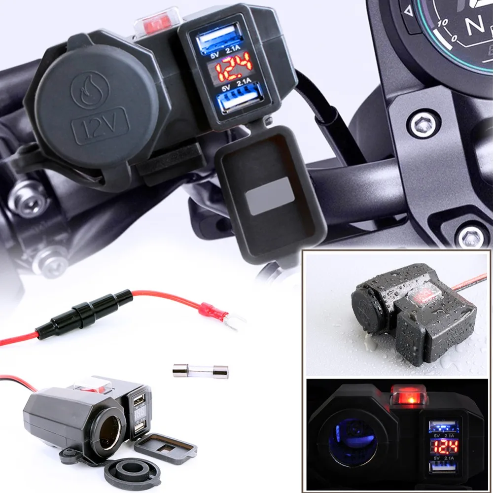 12V Водонепроницаемый Dual USB Зарядное устройство мотоцикл Мощность разъем адаптера