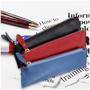 

pencil case Alice Story Brand High Quality Handmade Genuine Leather Pen Bag Cowhide School Pencil Cases 5 Colors Available