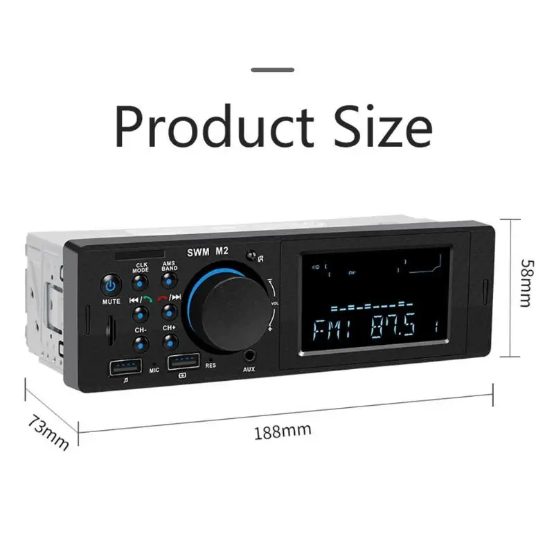1 din SWM мотор M2 автомобильная стереосистема Bluetooth MP3 музыкальный плеер FM радио без потерь Музыкальный плеер двойной USB TF AUX головное устройство авто RCA аудио