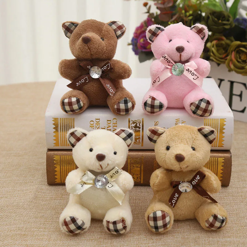

9CM Popobe Teddy Bear Cute Plush Toys Bag Keychain Car Key Holder for Pendant Doll Kids Toys Stuffed Animals Fluffy Bear B0903