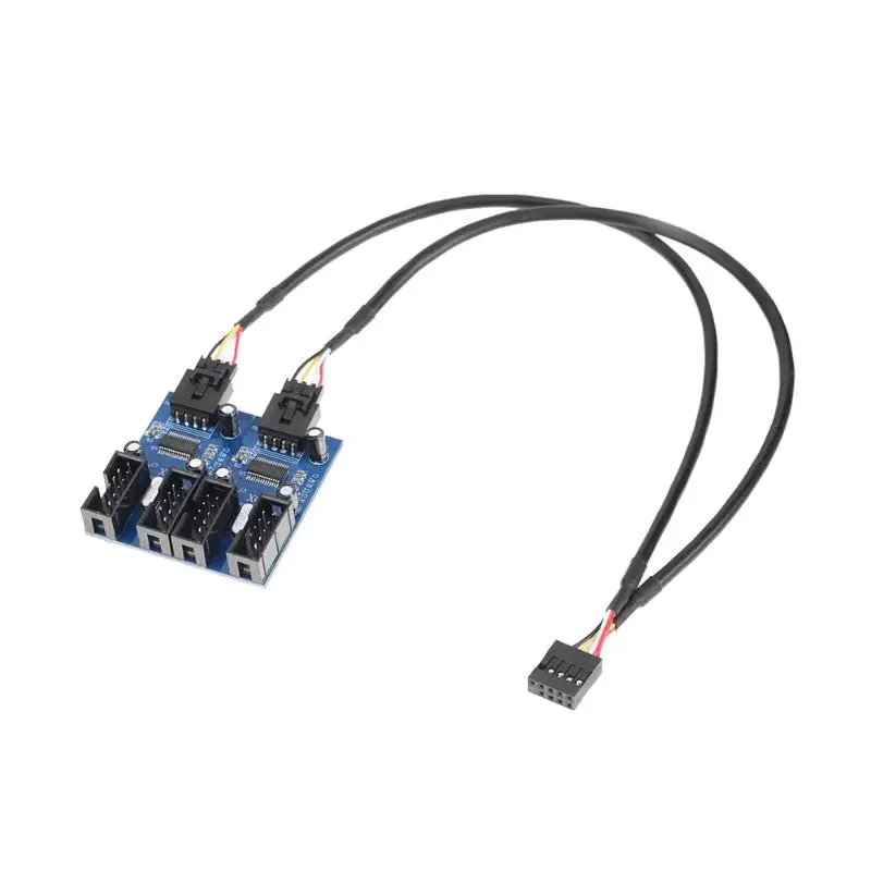 9Pin USB Header Male 1 to 4 Female Extension Cable Card Desktop 9 Pin