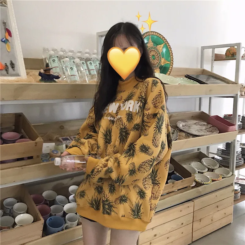 

Women's Sweatshirt Women's Casual Geometric Print Hoodie Sweatshirt Long Sleeve Pullover Top Yellow Purple pineapple sweatshirt