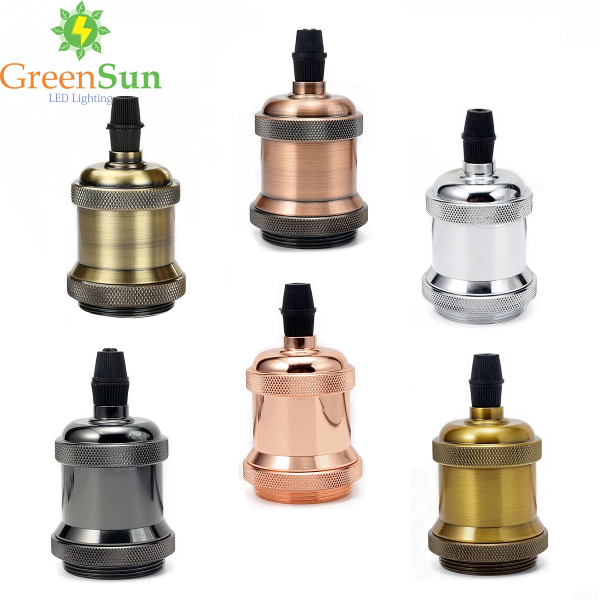 Mix Color Greensun 6 шт. античная латунь E27 Алюминий Ретро лампа держатель Винтаж винт лампы База кулон Освещение разъем потолочный светильник адаптер - Цвет: Mix Color